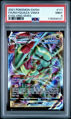 PSA 9 Mint Rayquaza VMAX 111/203 Evolving Skies Holo Full Art 2021 Pokemon Card - Image 1