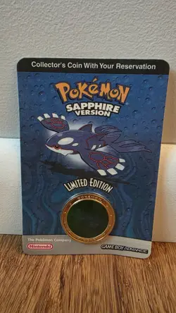 Pokemon Sapphire Kyogre Limited Edition Holographic Gameboy Coin Sealed - Image 1