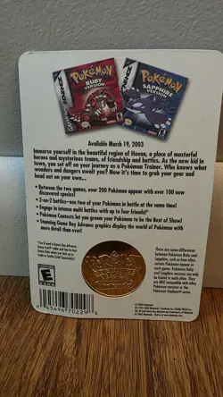 Pokemon Sapphire Kyogre Limited Edition Holographic Gameboy Coin Sealed - Image 2