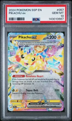 2024 Pokemon Ssp En-Surging Sparks #057 Pikachu Ex PSA 10 - Image 1