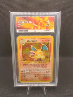 Pokemon 4/102 Charizard Base Set 1999 Vintage ACE 1 POOR Cool 😎 Pin Holes - Image 1
