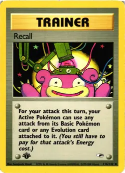 Pokemon TCG Recall Trainer Uncommon 1st Edition Gym Heroes Regular 116/132 HP - Image 1