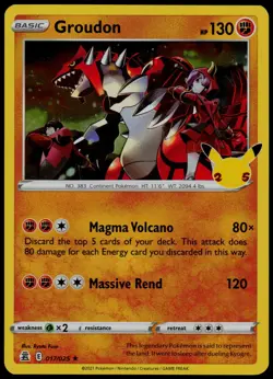 Groudon 017/025 Rare Celebrations Pokemon Near Mint - Image 1