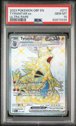 PSA 10 Gem Mint Tyranitar ex 211/197 Full Art Pokemon Obsidian Flames - Image 1