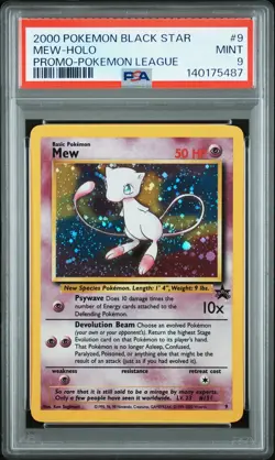 2000 POKEMON PROMO BLACK STAR POKEMON LEAGUE #9 MEW-HOLO PSA 9 - Image 1