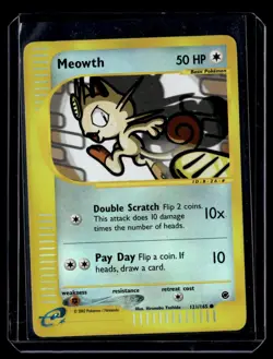 Meowth 121/165 Reverse Holo Expedition Pokemon Card WoTC E-Reader - Image 1