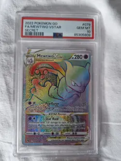 Mewtwo VSTAR 079/078 Rainbow Secret Rare PSA 10 Pokemon GO - Image 1