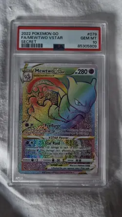 Mewtwo VSTAR 079/078 Rainbow Secret Rare PSA 10 Pokemon GO - Image 2