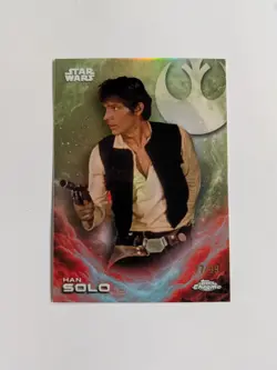 Han Solo 2025 Topps Chrome Star Wars CE-25 Green Refractor /99 - Image 1