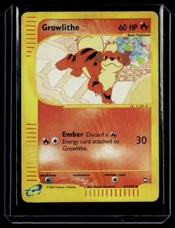 Growlithe 051/147 Reverse Holo Aquapolis Pokemon Card WoTC E-Reader - Image 1