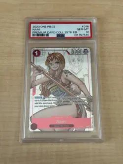 PSA 10 One Piece Nami Premium Card Collection Manga 25th Edition OP01 016 Promo - Image 1