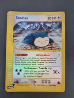 Pokemon Card-Snorlax-Skyridge-100/144-HoloReverse-ENG-Excellent - Image 1