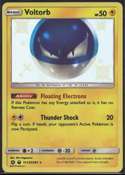 VOLTORB SV13/SV94 Rare Shiny Hidden Fates Shiny Vault Pokemon Near Mint - Image 1
