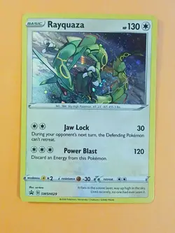 SWIRL Pokemon Sword & Shield Rayquaza SWSH 029 Promo Card Black Star Holo - Image 3