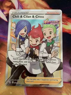 Pokemon TCG Chili & Cilan & Cress 258/264 Fusion Strike Full Art Trainer NM/MINT - Image 1