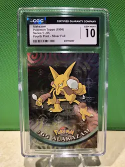 2000 Topps Chrome Pokemon Series 1 #65 Alakazam Silver Foil CGC 10 Gem Mint - Image 1