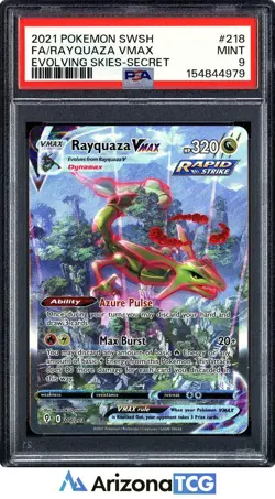 Pokemon 2021 Rayquaza VMAX 218/203 Alt Art Secret Rare Evolving Skies PSA 9 - Image 1
