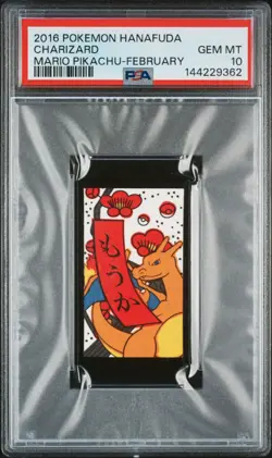 2016 POKEMON HANAFUDA MARIO PIKACHU FEBRUARY CHARIZARD PSA 10 - Image 1