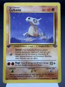 Cubone 50/64 - 1st Edition - Jungle Pokemon Card HEAVY PLAY - Image 1