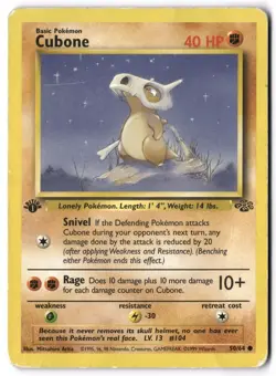 Pokemon Cubone 50/64 1st Edition Common - Jungle - HP - Image 1