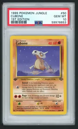 CUBONE 50/64 1ST EDITION JUNGLE POKEMON PSA 10 - Image 1