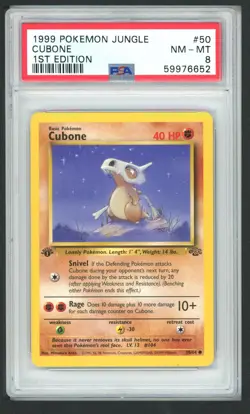 CUBONE 50/64 1ST EDITION JUNGLE POKEMON PSA 8 - Image 1