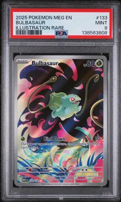 2025 POKEMON MEG EN-MEGA EVOLUTION ILLUSTRATION RARE #133 BULBASAUR PSA 9 - Image 1