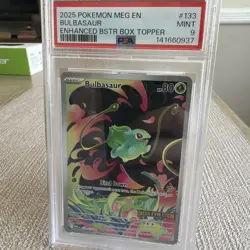 2025 Pokemon MEG EN Bulbasaur #133 ENHANCED BSTR BOX TOPPER PSA 9 MINT - Image 1