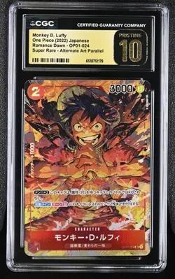 CGC 10 Pristine ONE PIECE Monkey D. Luffy OP01-024 SR Parallel FOIL ROMANCE DAWN - Image 1
