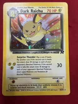Dark Raichu - 83/82 - Pokemon Team Rocket Unlimited Holo Rare Card WOTC NM - Image 1