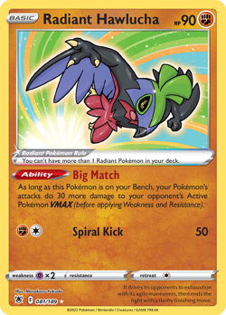 RADIANT HAWLUCHA 081/189 RADIANT RARE ASTRAL RADIANCE POKEMON LP FUKUDA - Image 4