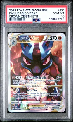 2023 POKEMON SWSH BLACK STAR PROMO #291 FULL ART/LUCARIO VSTAR PSA 10 - Image 1