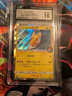 Playing in Sea Pikachu Pokemon 2019 Holo My 251 Promo Japanese 392/SM-P CGC 10 - Image 3