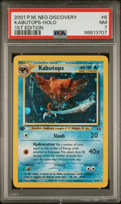 2001 Pokemon Neo Discovery Kabutops 1st Edition Holo Rare #6/75 (PSA 7) - Image 1