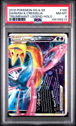 2010 POKEMON TRIUMPHANT DARKRAI CRESSELIA #100 LEGEND BOTTOM PSA 8 NM #109198213 - Image 1