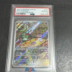 Pokemon TCG Brute Bonnet SV04 Paradox Rift Illustration Rare Holo 207/182 PSA 10 - Image 1