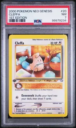2000 Pokemon Neo Genesis 1st Edition #20 Cleffa PSA 7 NM - Image 1