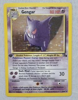 1999 Pokemon Fossil Gengar 1st Edition Holo - Rare Pokemon Card TCG 20/62-Englis - Image 3