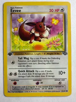 Eevee 51/64 Common Jungle Pokemon 1st Edition Moderately Played - Image 1