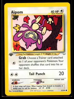 2001 Neo - Revelation Aipom #41 Non Holo Pokemon Card - Image 1
