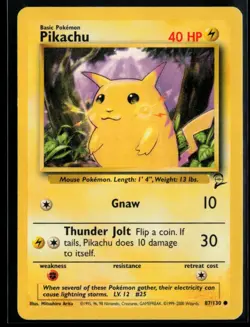 2000 Classic - Base Set 2 Pikachu #87 Non Holo Pokemon Card - Image 1