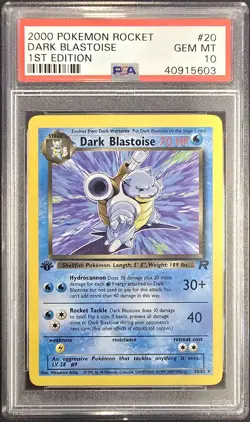 2000 POKEMON ROCKET 1ST EDITION #20 DARK BLASTOISE PSA 10 - Image 1