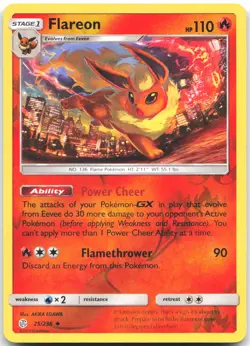 Flareon 25/236 Uncommon Cosmic Eclipse Pokemon Reverse Holo Near Mint - Image 1