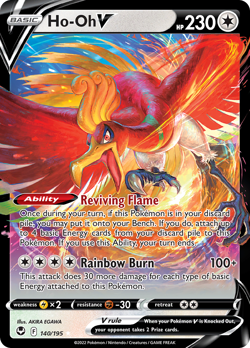 Ho-Oh V 140/195 Holo V Rare Silver Tempest Pokemon Near Mint - Image 1
