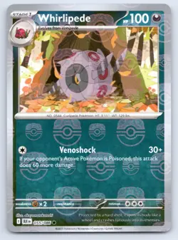 Pokemon Whirlipede (Master Ball Pattern) SV: Black Bolt BLK Holo 055/086 NM - Image 1