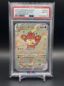 2023 POKEMON SWORD & SHIELD CROWN ZENITH #GG37 FULL ART/SIMISEAR VSTAR PSA 8 - Image 1