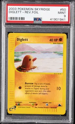 2003 POKEMON SKYRIDGE #50 DIGLETT-REVERSE FOIL PSA 9 - Image 1