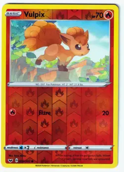 Vulpix Common SWSH01 Sword & Shield Base Set 022/202 NM Reverse Holo Pokemon TCG - Image 1