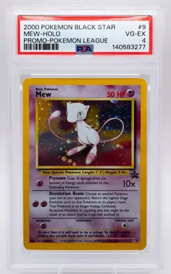 Pokemon Mew Black Star Promo Holo #9 PSA 4 Pokemon League 2000 - Image 1