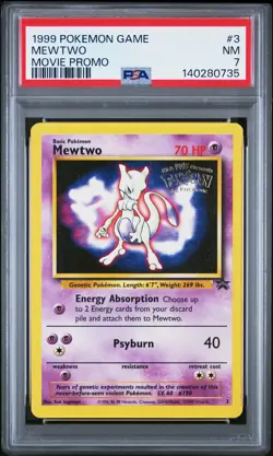 1999 POKEMON GAME MOVIE PROMO #3 MEWTWO PSA 7 - Image 1